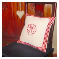gingham monogrammed cushion pillow splendor monogram white silk needlepassion needle passion embroidery npe ltd machine embroidery designs free samples