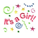 celebrate it's a baby girl, confetti, baby, toddler girly designs for machine embroidery quality designs from Needle Passion Embroidery