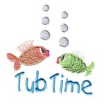 Tub Time Lettering text with fun fish & bubbles, bath time fun, water, bathtime, machine embroidery designs for kid's towels and bathrobes from Needle Passion Embroidery design in multiple embroidery formats