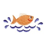 Happy little fish swimming in water, bath time fun, water, splashing, bathtime, machine embroidery designs for kid's towels and bathrobes from Needle Passion Embroidery design in multiple embroidery formats