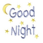 good night letterinfg stars moon machine embroidery design