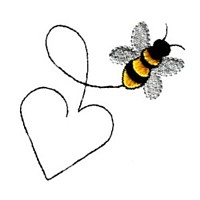 love bumble bee with heart shaped trail heart valentine machine embroidery design darling by needle passion embroidery