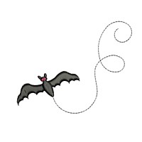 bat halloween flying critter insect machine embroidery design swirl swirly trail swirls cute bug needle passion embroidery needlepassion npe bernina artista art pes hus jef dst designs