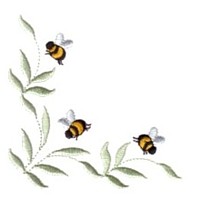 leaves scroll corner machine embroidery design fun bumble bees summer art pes hus dst needle passion embroidery npe
