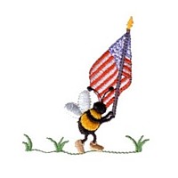 Patriotic Bumble bee machine with USA flag embroidery design fun humor art pes hus jef dst formats from Needle Passion Embroidery