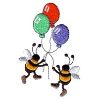 Bumble bees with balloons machine embroidery design fun humor art pes hus jef dst formats from Needle Passion Embroidery