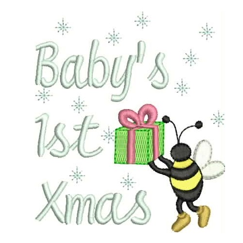 machine embroidery design Baby's first christmas bumble bee family