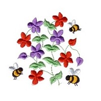flowers and bees machine embroidery design fun bumble bees summer art pes hus dst needle passion embroidery npe