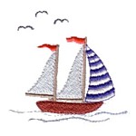 Sail boat and seagulls machine embroidery design from http://www.needlepassionembroidery.com
