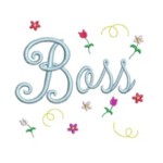 Boss script lettering with tiny flowers machine embroidery design from http://www.needlepassionembroidery.com