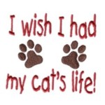 I wish I had my cat's life lettering text heart paws sign machine embroidery design feline art pes hus dst needle passion embroidery npe