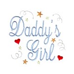 Daddy's girl script lettering machine embroidery design from http://www.needlepassioneembroidery.com