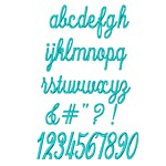 Lower case script alphabet machine embroidery designs from http://www.needlepassioneembroidery.com