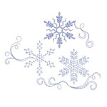Triple crystal snowflakes with swirls machine embroidery design from http://www.needlepassioneembroidery.com