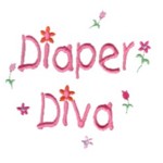 Diaper Diva lettering with tiny flowers machine embroidery design from http://www.needlepassionembroidery.com