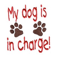 my dog is in charge lettering with dog paws machine embroidery design pet doggy paws needle passion embroidery npe