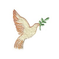 dove olive branch leaf bird machine embroidery design for variegated thread, multi-coloured, multi-color, multi-colour, colour changing thread