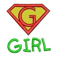 Girl lettering text machine embroidery design art pes hus jef dst superhero logo superman letter g girl power women rule
