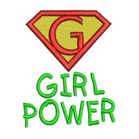 Girl Power lettering text machine embroidery design art pes hus jef dst superhero logo superman letter g women rule