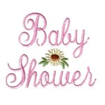 Baby shower script lettering free sample design, it's a baby girl, baby, toddler girly designs for machine embroidery quality designs from Needle Passion Embroidery