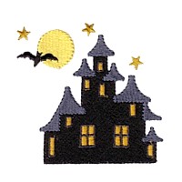 machine embroidery design haunted house bat moon halloween scary spooky art pes hus jef dst exp needle passion embroidery npe needlepassion
