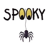 machine embroidery design spooky lettering with eyes and spider tarantula hanging halloween art pes hus jef dst exp needle passion embroidery npe needlepassion