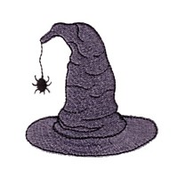 sorting hat machine embroidery design witches witch's hat halloween hanging spider scary art pes hus jef dst exp needle passion embroidery npe needlepassion