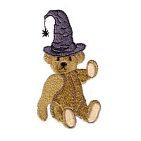 teddy potter machine embroidery design cute teddy bear with witch's hat and spider baby baby's halloween art pes hus jef dst exp needle passion embroidery npe needlepassion