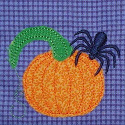 Halloween machine embroidery raw edge applique in the hoop design, spooky design, pumpkin spider tarantula, Needle Passion Embroidery