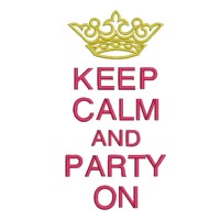 keep calm and party on lettering british war time poster machine embroidery design