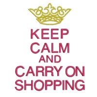 keep calm and carry on shopping lettering british war time poster slogan, text, lettering, crown from needle passion embroidery, machine embroidery design
