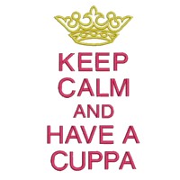 keep calm and have a cuppa lettering british war time poster machine embroidery design