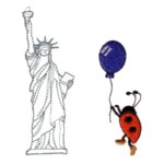 ladybug statue of liberty new york city usa america machine embroidery design