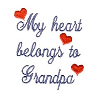 my heart belongs to grandpa script lettering with hearts, machine embroidery grandparent embroidery art pes hus dst needle passion embroidery npe