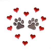 paws in heart shaped border dog machine embroidery design pet doggy paws needle passion embroidery npe