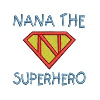 machine embroidery nana the superhero lettering text saying slogan super hero superman sign logo emblem stitchery machine embroidery design needle passion embroidery needlepassion npe bernina artista art pes hus jef dst designs free sample design with embroidery pack