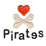 Heart scull and bones with childsh pirates lettering machine embroidery design from Needle Passion Emboidery npe