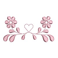 Free design to download monogram swag with heart, Georgian ladies historic reproduction machine embroidery design from Godey's designs, floral scroll embellishment, machine embroidery design by Needle Passion Embroidery in multiple design formats ART, PES, HUS JEF and DST