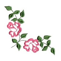 rose machine embroidery design vintage style satin outline design corner frame border flower botanical plant roses art pes hus dst