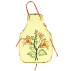 Bottle Apron with floral machine embroidery design stitched with variegated threads made by Cherie at Needle Passion Embroidery