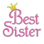 best sister lettering text machine embroidery with crown needle passion eembroidery NPE
