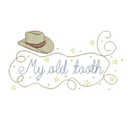 cowboy hat machine embroidery design my old tooth lettering with rope boy's tooth fairy design