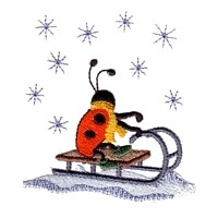 machine embroidery design ladybug ladybird sledge kelkka pulkka insect animal winter snow fun art pes hus dst needle passion embroidery npe