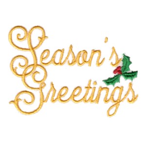 season's greetings seasons greetings lettering letters holly and berries machine embroidery design art pes hus jef dst exp needle passion embroidery