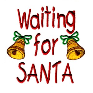 waiting for santa lettering with christmas bells and bows machine embroidery design art pes hus jef dst exp needle passion embroidery