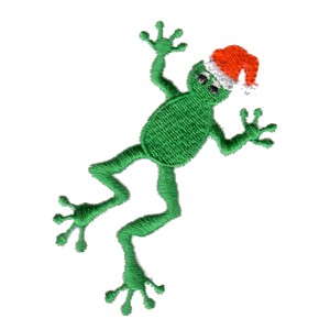 machine embroidery design leaping frog with santa hat art pes hus jef dst exp needle passion embroidery