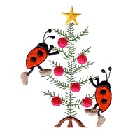 machine embroidery design ladybug ladybird insect charlie brown type christmas tree decorating animal winter snow fun art pes hus dst needle passion embroidery npe