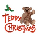 merry christmas teddy greeting lettering text with teddy bear and holly machine embroidery design baby toys kids children art pes hus dst