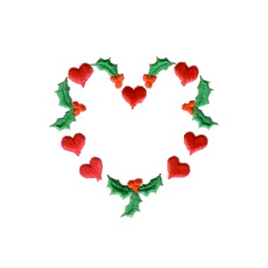heart border with hearts and holly berries green leaves heart shape machine embroidery design art pes hus jef dst exp needle passion embroidery