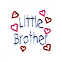 Little brother lettering with hearts, it's a boy, baby, toddler designs for machine embroidery quality designs from Needle Passion Embroidery
